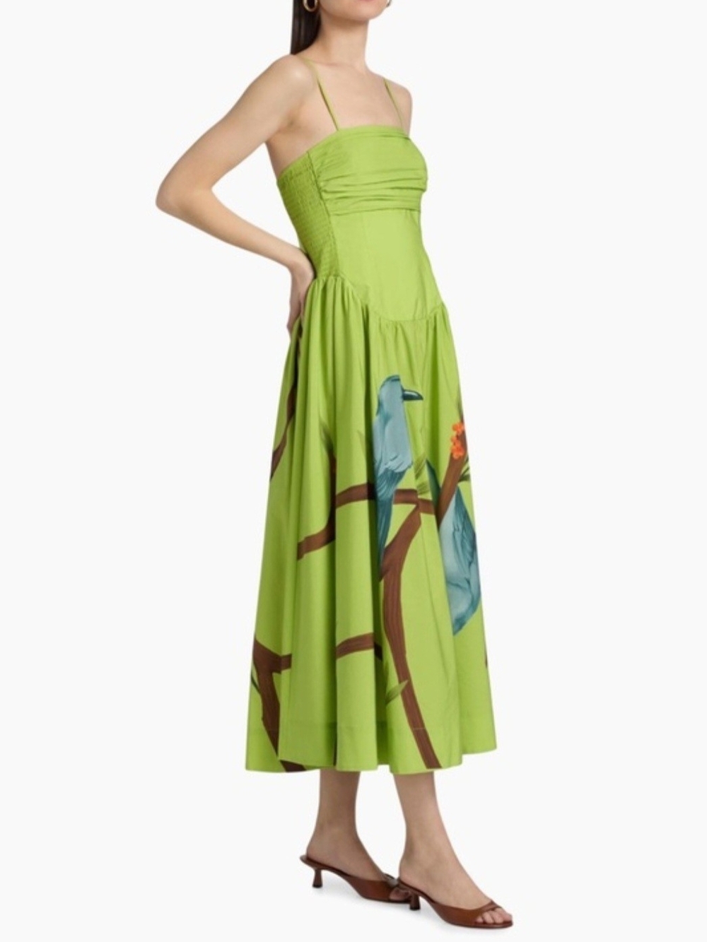 FARM Rio Lime Green Bird-Print Strappy Maxi Dress - Picture 5 of 10
